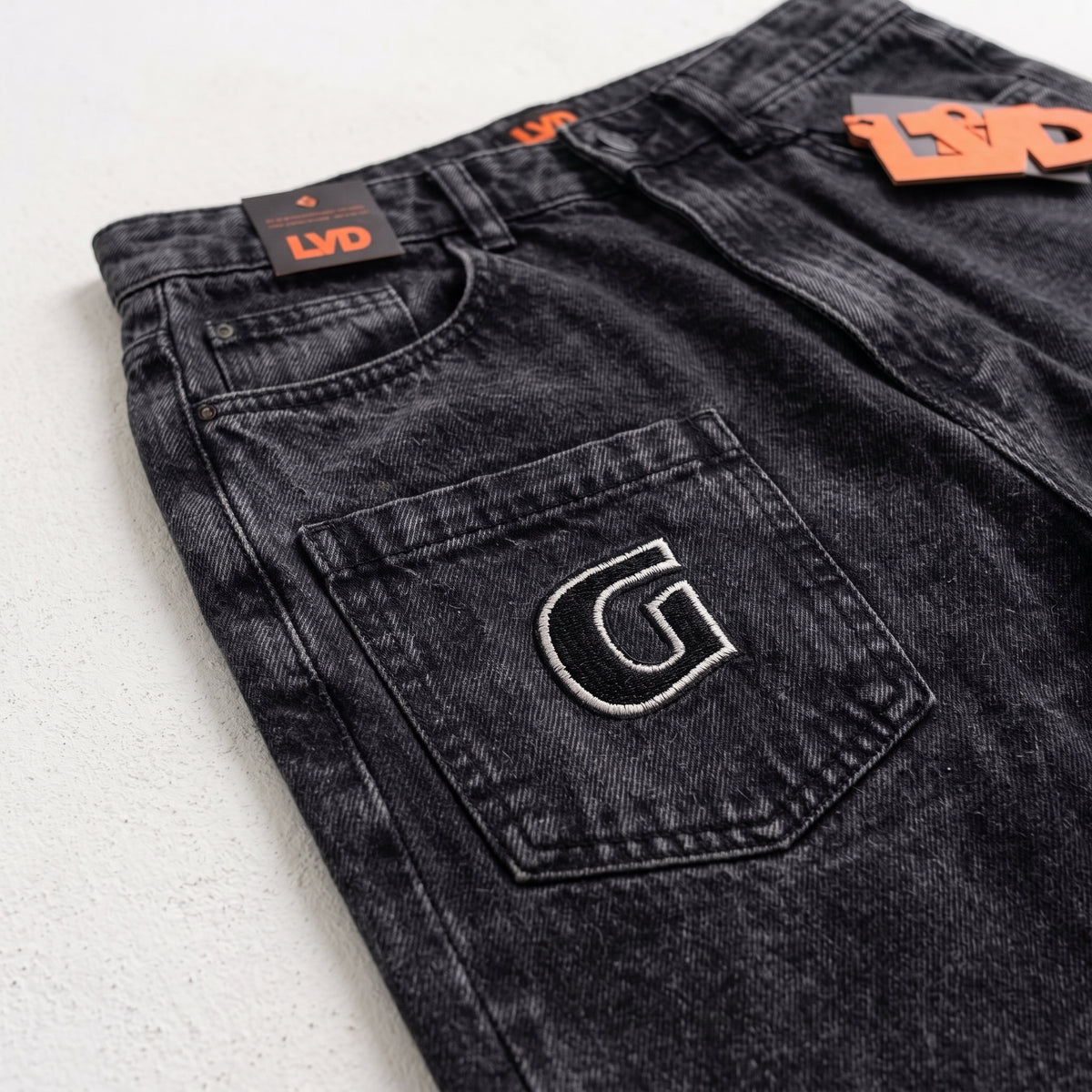 LVD Women's Multi-Pocket Letter Patch Baggy Skate Jeans