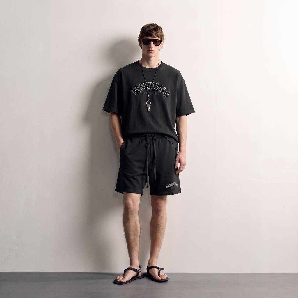 Fear of God | Essentials Men's Chenille Logo Oversized T-Shirt and Shorts Co-Ord Set