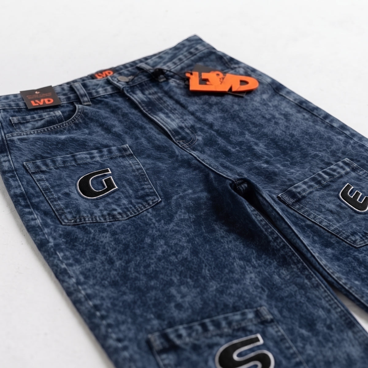 LVD Women's Multi-Pocket Letter Patch Baggy Skate Jeans