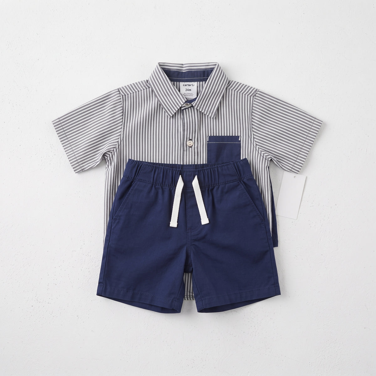 Carter's Toddler Boy 2-Piece Striped Button-Front Shirt & Pull-On Shorts Set