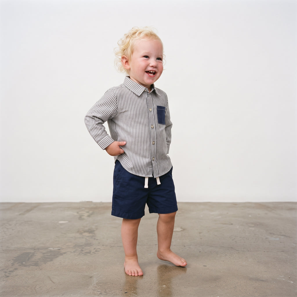 Carter's Toddler Boy 2-Piece Striped Button-Front Shirt & Pull-On Shorts Set
