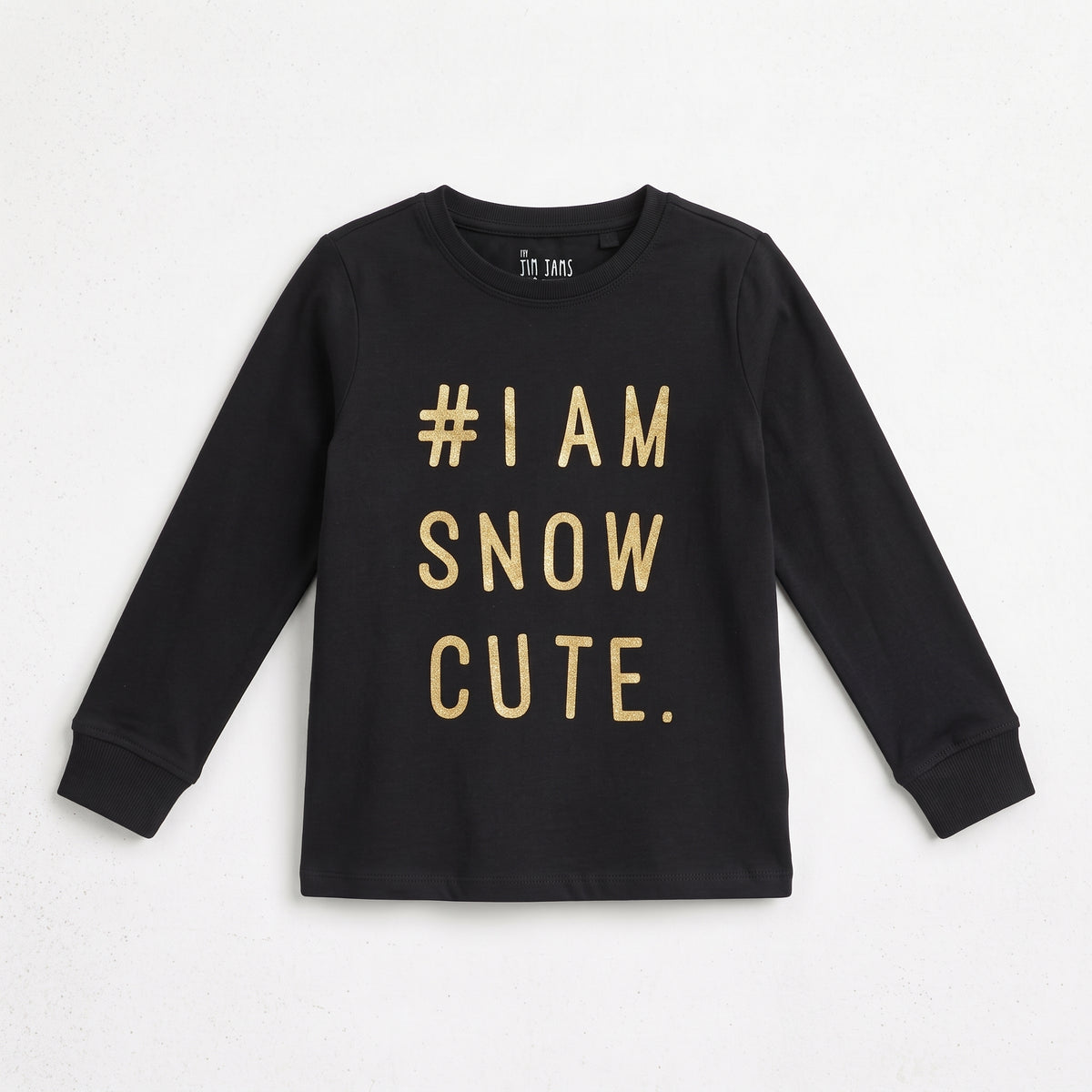 Next Girls' "I Am Snow Cute" Metallic Graphic Long Sleeve T-Shirt - Jet Black