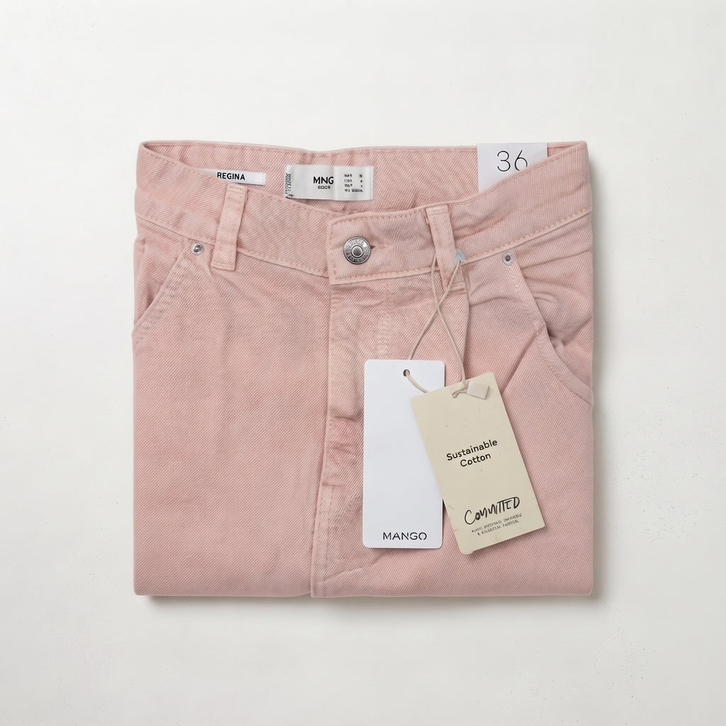 Mango Women's Pleated High-Waist Balloon Jeans - Pastel Blush