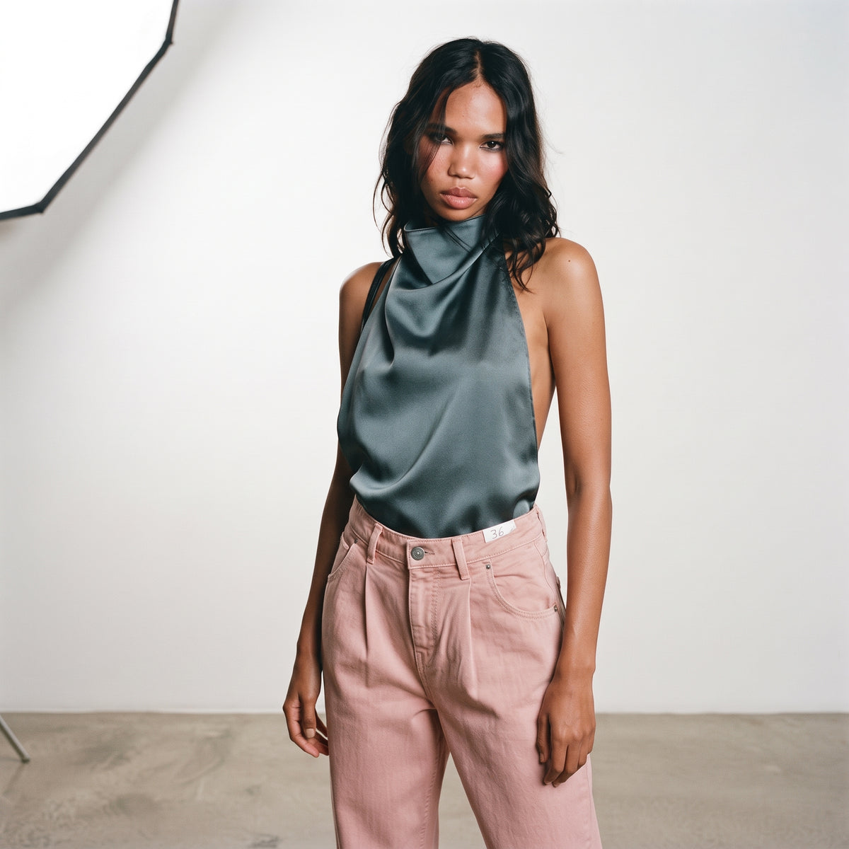 Mango Women's Pleated High-Waist Balloon Jeans - Pastel Blush