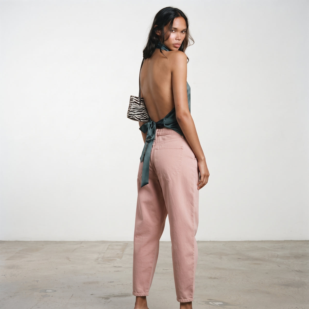 Mango Women's Pleated High-Waist Balloon Jeans - Pastel Blush