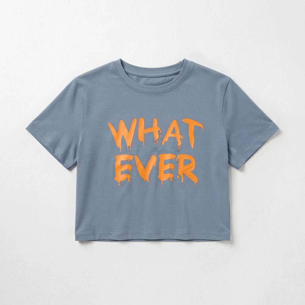 J&R Women's "Whatever" Drip Graphic Cropped T-Shirt