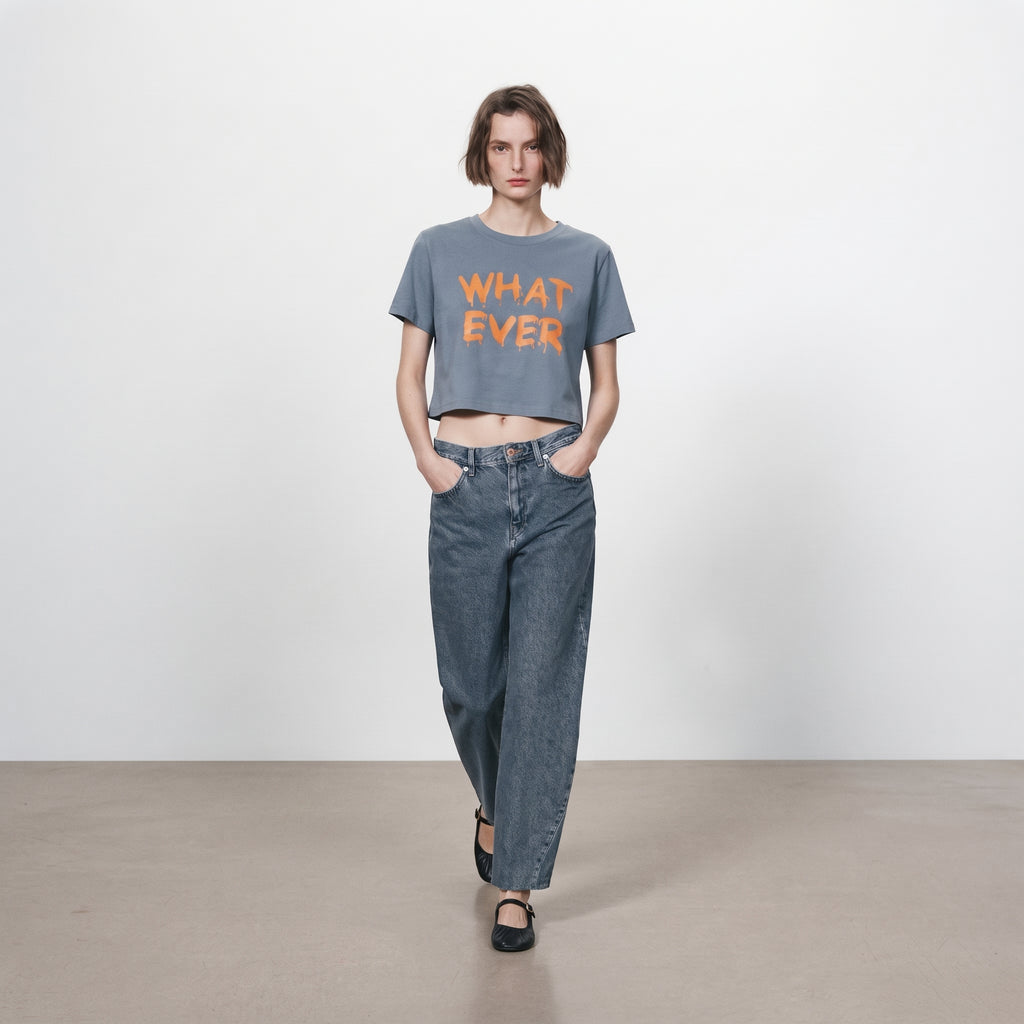 J&R Women's "Whatever" Drip Graphic Cropped T-Shirt