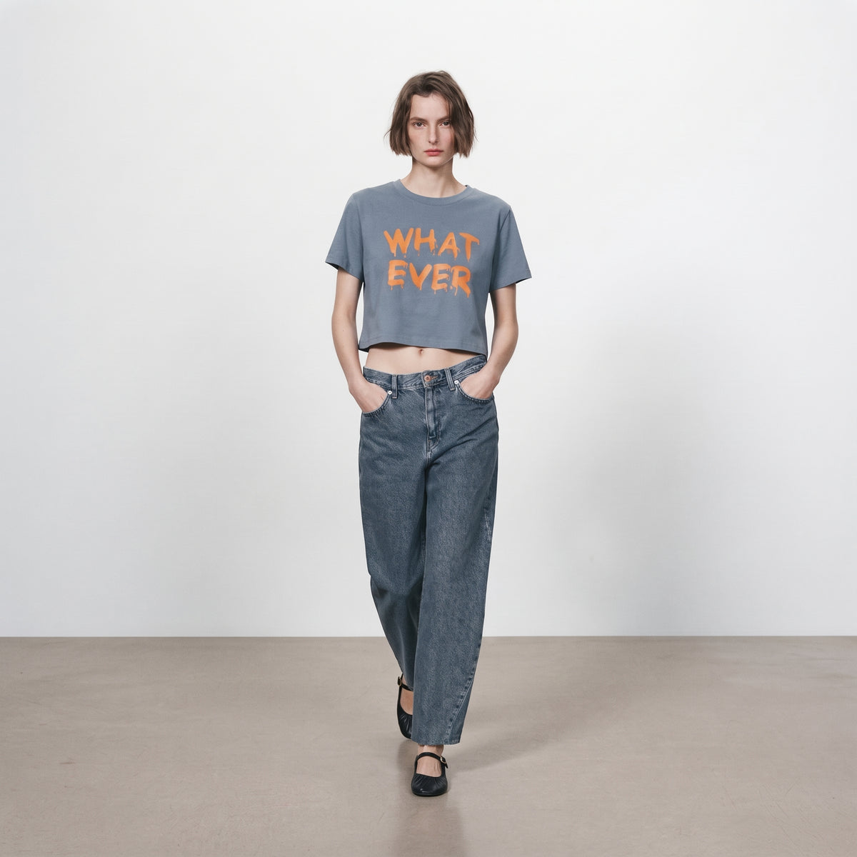 J&R Women's "Whatever" Drip Graphic Cropped T-Shirt
