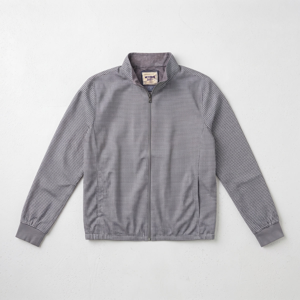 Bottoms Out Men's Micro-Waffle Zip-Up Track Bomber Jacket - Hounds Grey