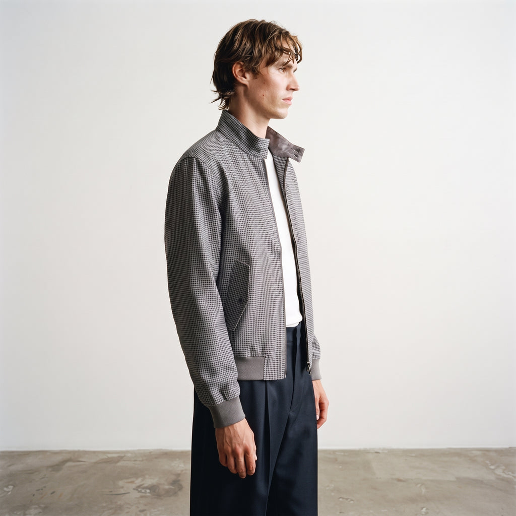 Bottoms Out Men's Micro-Waffle Zip-Up Track Bomber Jacket - Hounds Grey