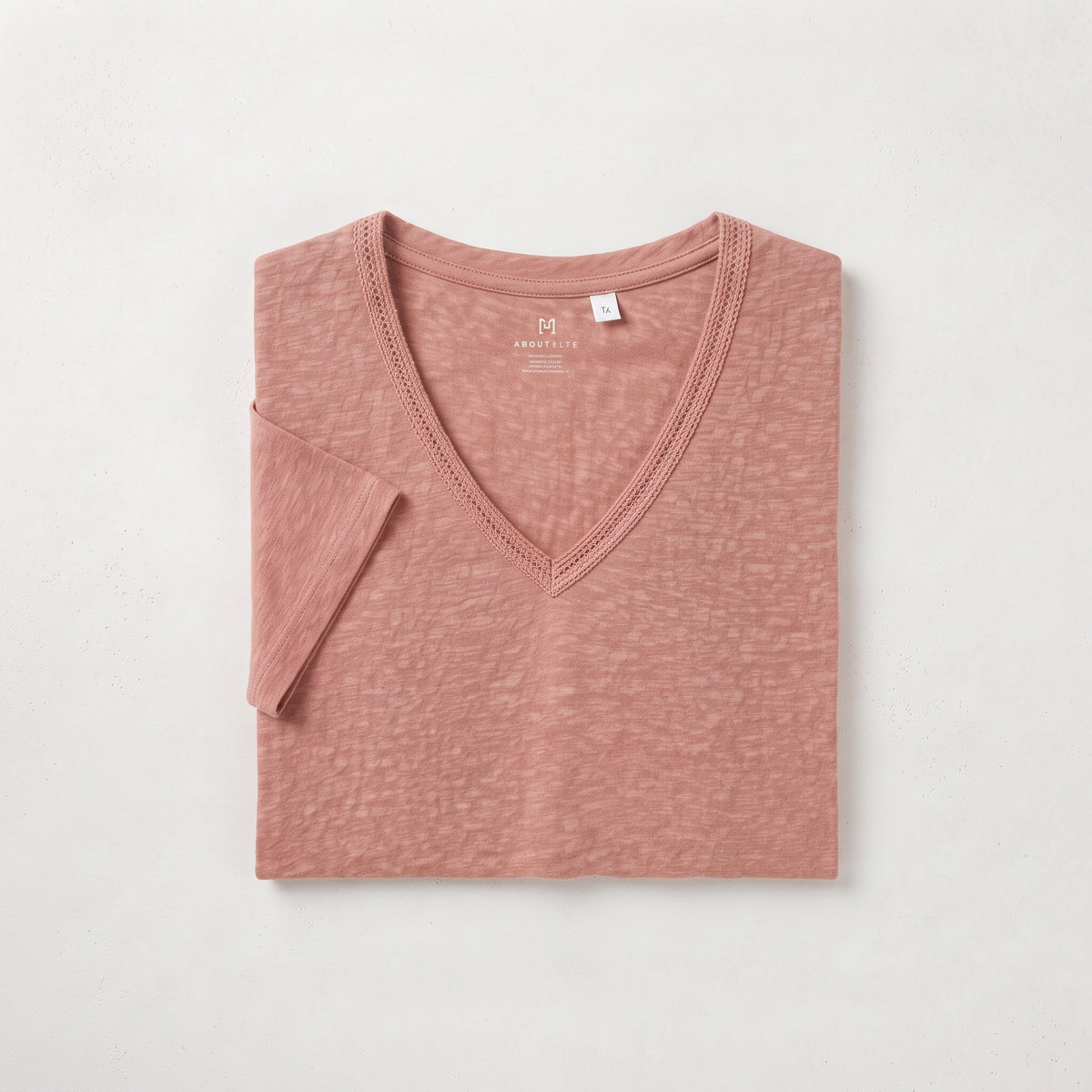 Cortefiel Women's Slub Cotton V-Neck T-Shirt