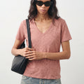 Cortefiel Women's Slub Cotton V-Neck T-Shirt