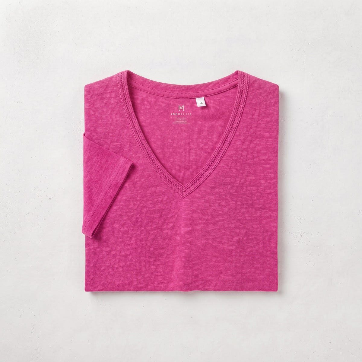 Cortefiel Women's Slub Cotton V-Neck T-Shirt