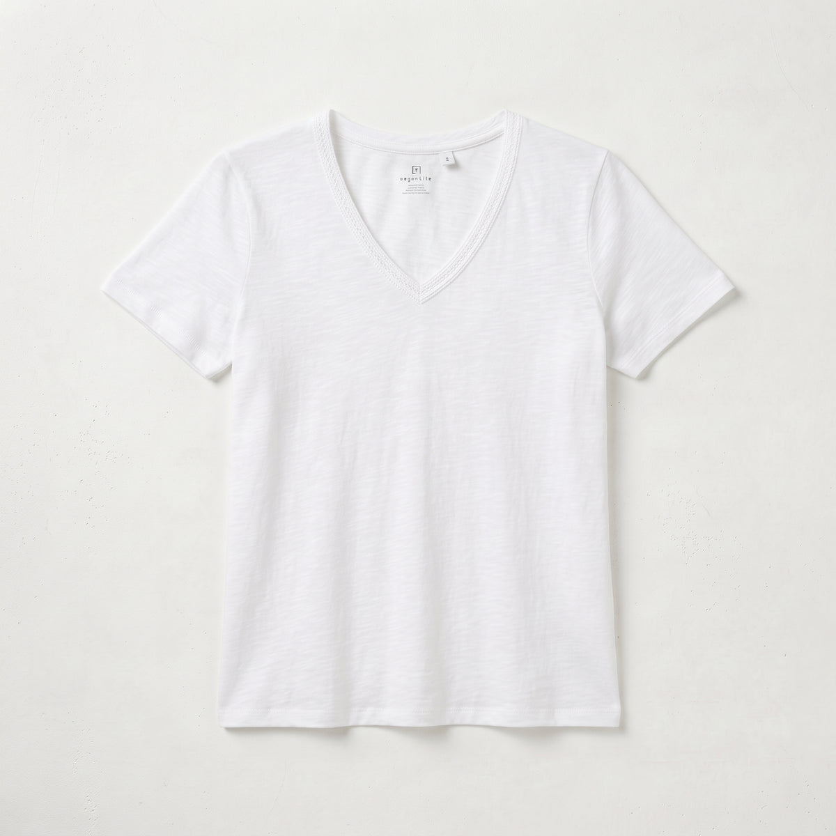 Cortefiel Women's Slub Cotton V-Neck T-Shirt