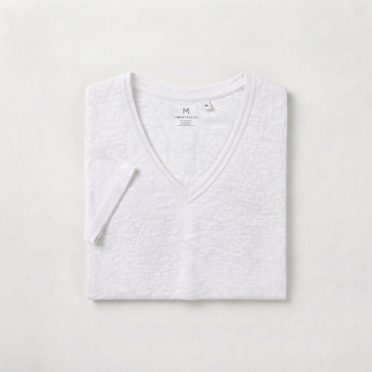 Cortefiel Women's Slub Cotton V-Neck T-Shirt