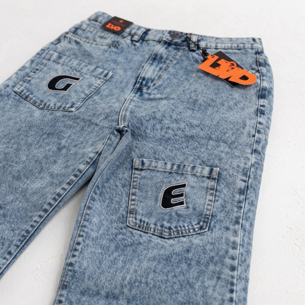 LVD Women's Multi-Pocket Letter Patch Baggy Skate Jeans