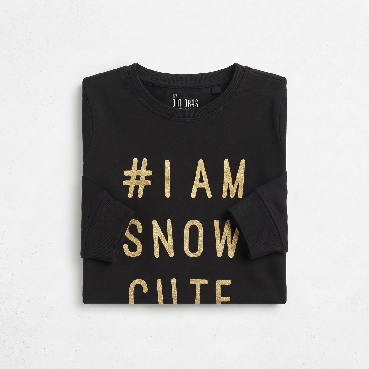 Next Girls' "I Am Snow Cute" Metallic Graphic Long Sleeve T-Shirt - Jet Black