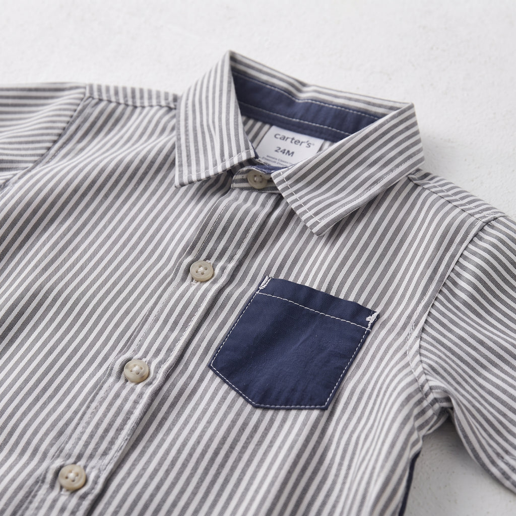 Carter's Toddler Boy 2-Piece Striped Button-Front Shirt & Pull-On Shorts Set