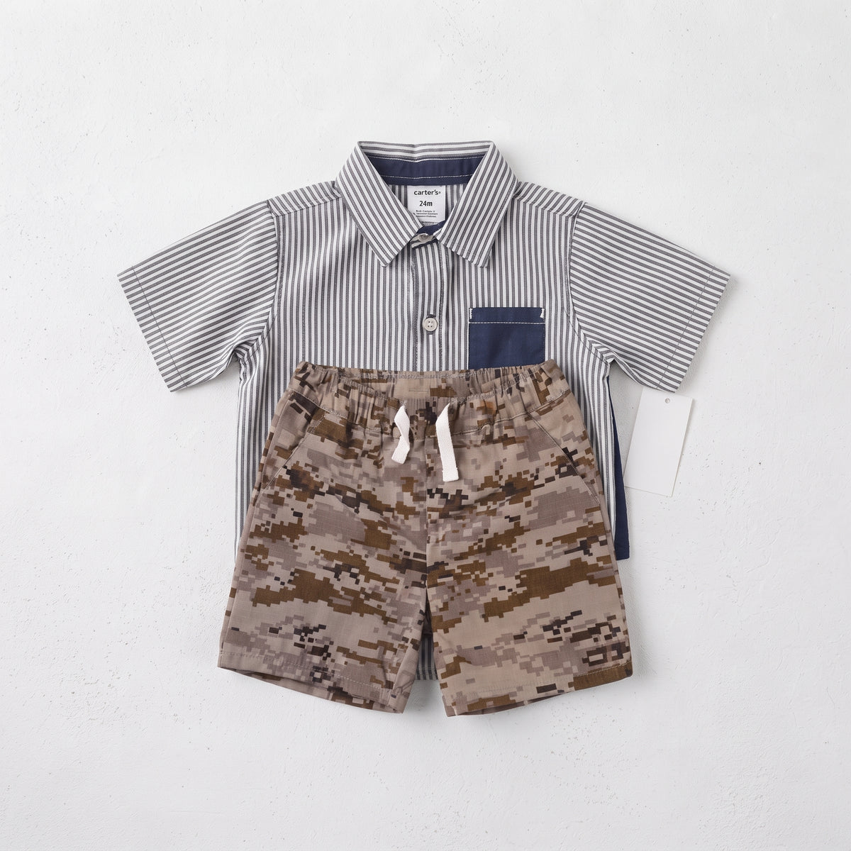 Carter's Toddler Boy 2-Piece Striped Button-Front Shirt & Pull-On Shorts Set
